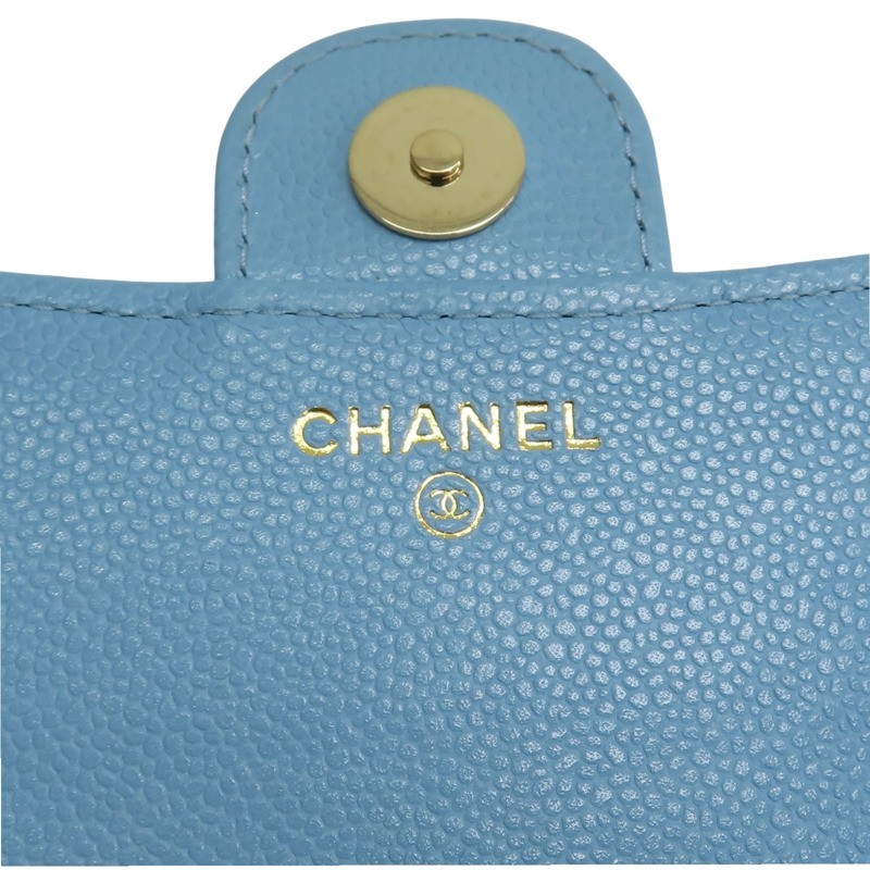 藍色 荔枝紋 牛皮 鏈條 手機包 肩背包【CHANEL 香奈兒】 AP2096-9