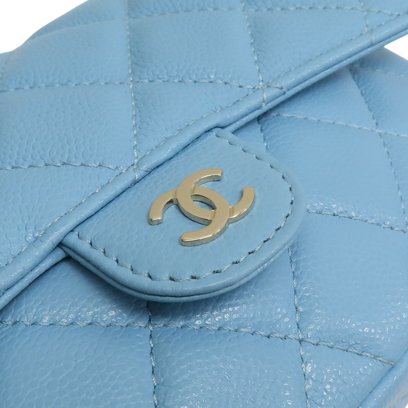 藍色 荔枝紋 牛皮 鏈條 手機包 肩背包【CHANEL 香奈兒】 AP2096-12