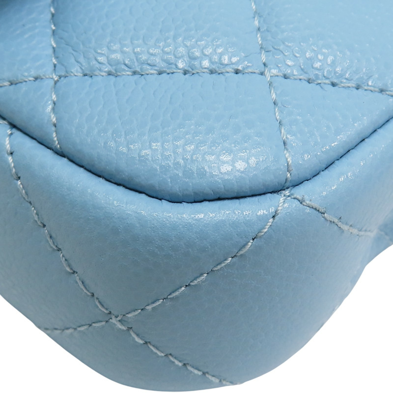 藍色 荔枝紋 牛皮 鏈條 手機包 肩背包【CHANEL 香奈兒】 AP2096-16