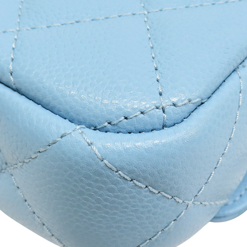 藍色 荔枝紋 牛皮 鏈條 手機包 肩背包【CHANEL 香奈兒】 AP2096-17