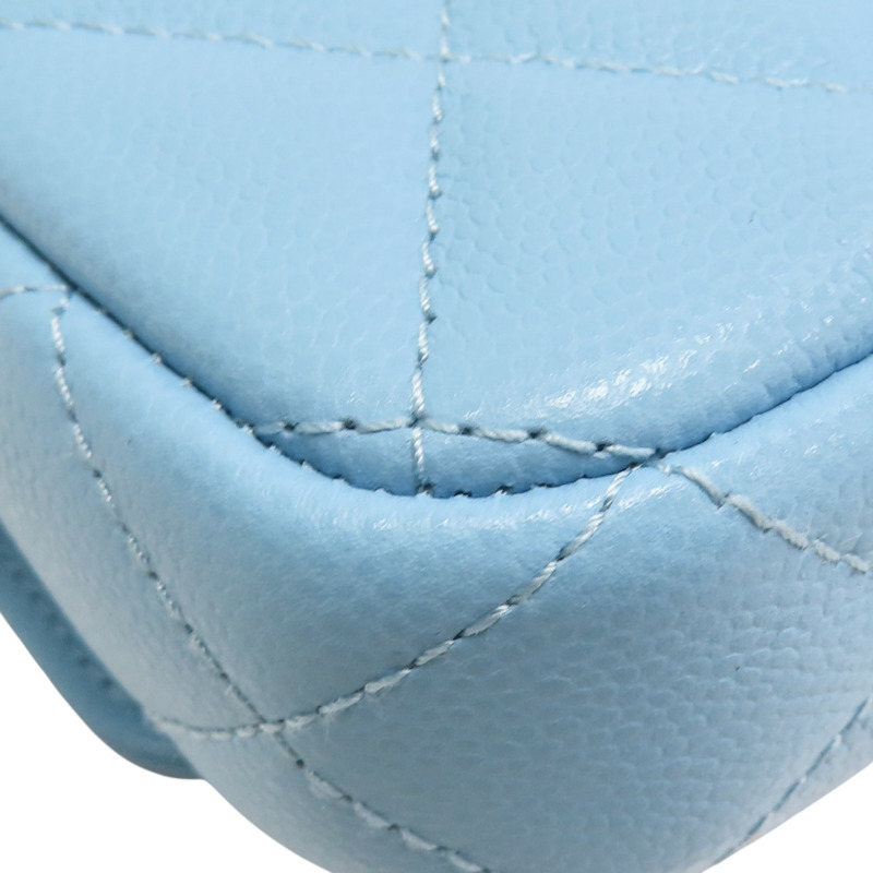 藍色 荔枝紋 牛皮 鏈條 手機包 肩背包【CHANEL 香奈兒】 AP2096-18