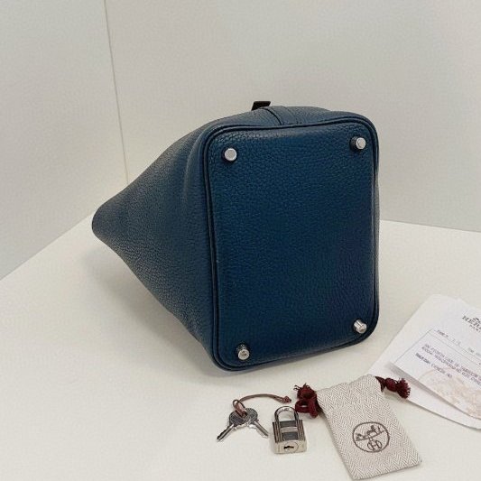 Hermes愛馬仕 鬆柏綠銀扣菜籃子18 手提包-4