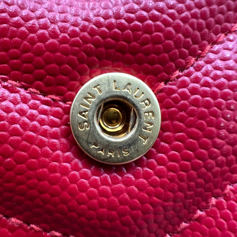 【美收精品】YSL  紅色魚子醬金釦Woc 鍊子錢包鍊包晚宴包 C-193【隔月月中將轉賣至日本 上架期限30天】-8