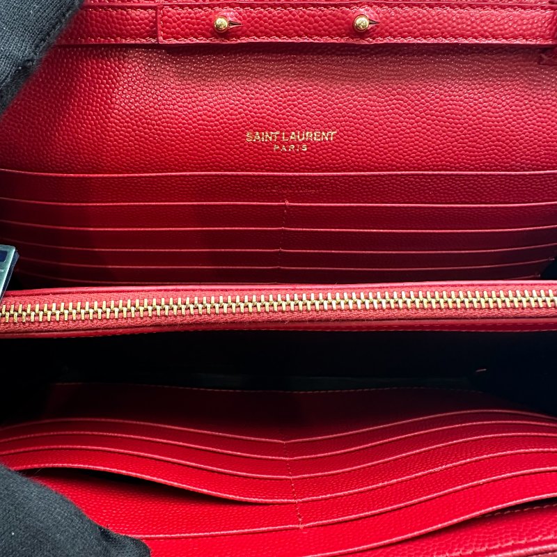 【美收精品】YSL  紅色魚子醬金釦Woc 鍊子錢包鍊包晚宴包 C-193【隔月月中將轉賣至日本 上架期限30天】-9