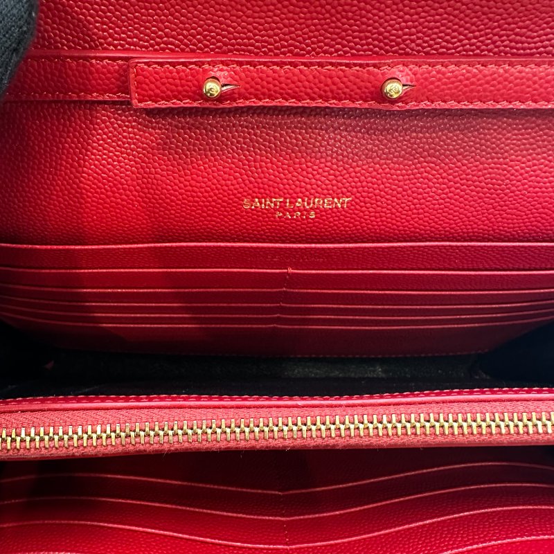 【美收精品】YSL  紅色魚子醬金釦Woc 鍊子錢包鍊包晚宴包 C-193【隔月月中將轉賣至日本 上架期限30天】-10