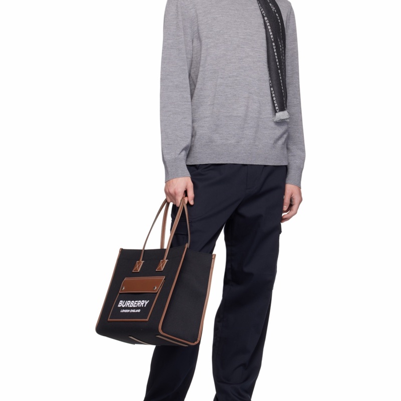 Burberry 女士 刺繡徽標圖案手提包均碼碼中號、40 X 16 X 30 CM-0