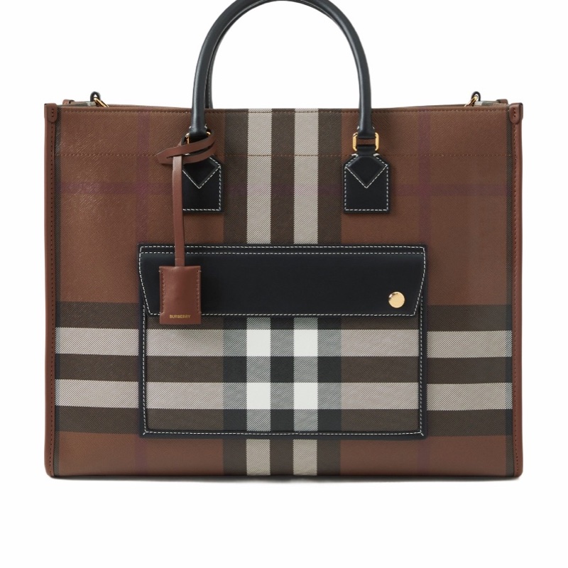Burberry 女士 Freya 格紋托特包均碼碼中號、40cm*16cm*30cm-1