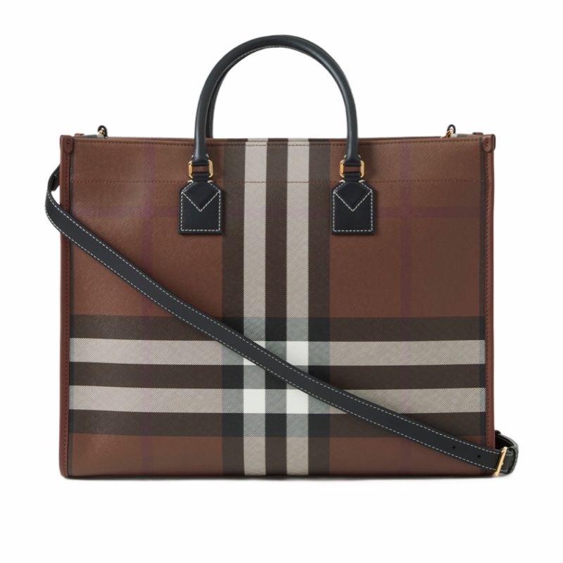 Burberry 女士 Freya 格紋托特包均碼碼中號、40cm*16cm*30cm-4