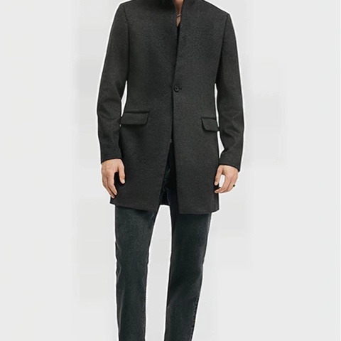 ALLSAINTS HARGROVE男款灰色羊毛大衣38