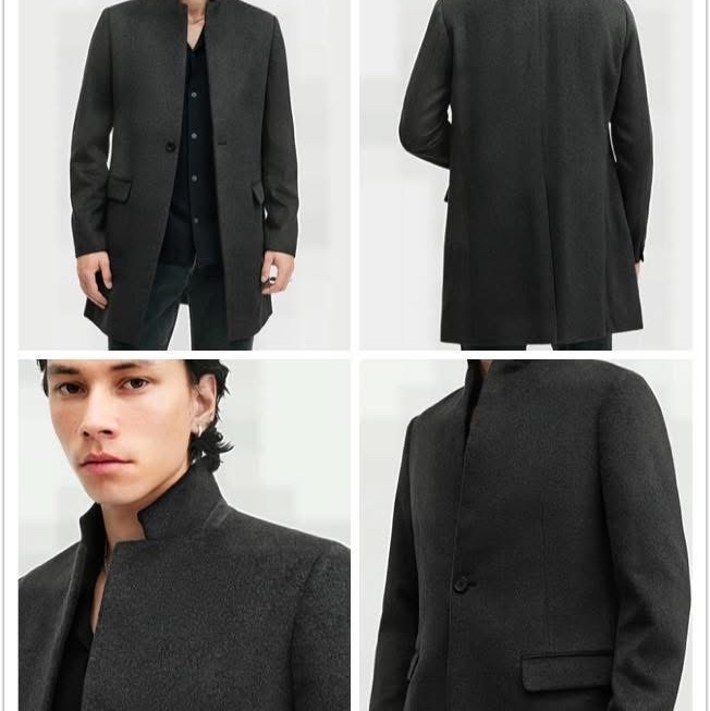ALLSAINTS HARGROVE男款灰色羊毛大衣38-1