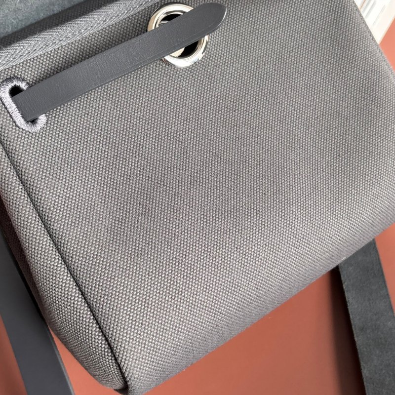 ::HERMES:: 愛馬仕 W刻MINI HERBAG 石板灰皮革 帆布銀釦斜背包-16