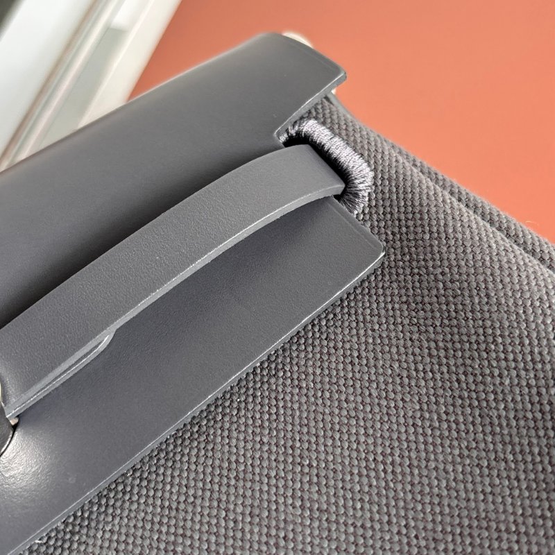 ::HERMES:: 愛馬仕 W刻MINI HERBAG 石板灰皮革 帆布銀釦斜背包-20