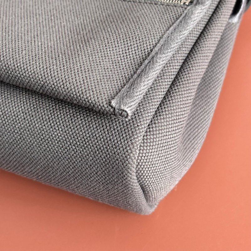 ::HERMES:: 愛馬仕 W刻MINI HERBAG 石板灰皮革 帆布銀釦斜背包-23