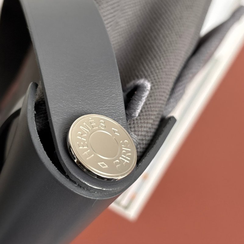 ::HERMES:: 愛馬仕 W刻MINI HERBAG 石板灰皮革 帆布銀釦斜背包-29