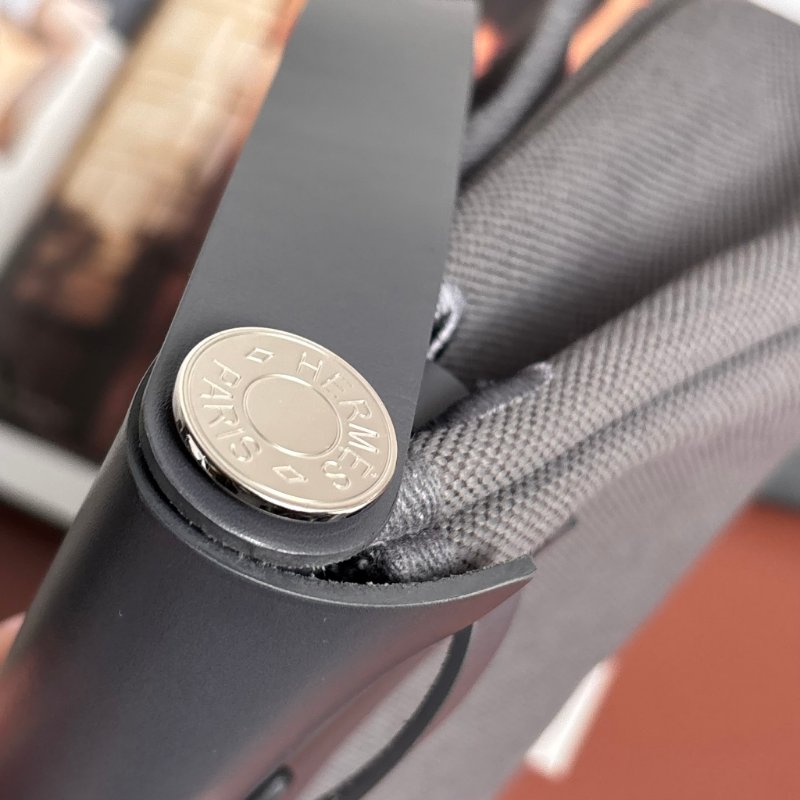 ::HERMES:: 愛馬仕 W刻MINI HERBAG 石板灰皮革 帆布銀釦斜背包-30