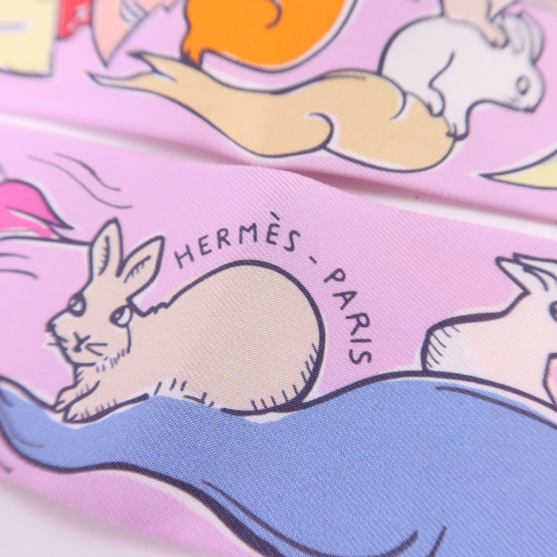 HERMES 絲質Twilly絲巾-4