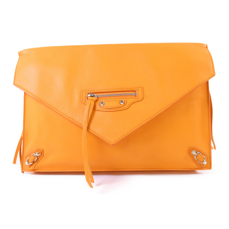 BALENCIAGA 牛皮皮革Clutch Bag銀扣手拿包-0