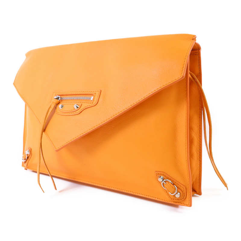 BALENCIAGA 牛皮皮革Clutch Bag銀扣手拿包-2