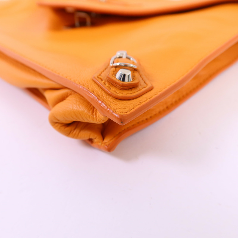 BALENCIAGA 牛皮皮革Clutch Bag銀扣手拿包-10