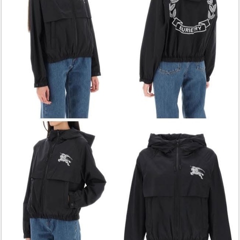 BURBERRY 英國黑色橡樹葉徽章連帽外套UK6