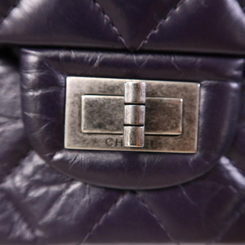 CHANEL 羊皮皮革Chanel 2.55 Large銀扣鏈帶肩背袋-6