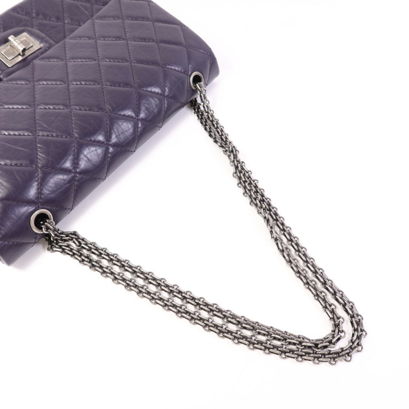 CHANEL 羊皮皮革Chanel 2.55 Large銀扣鏈帶肩背袋-8