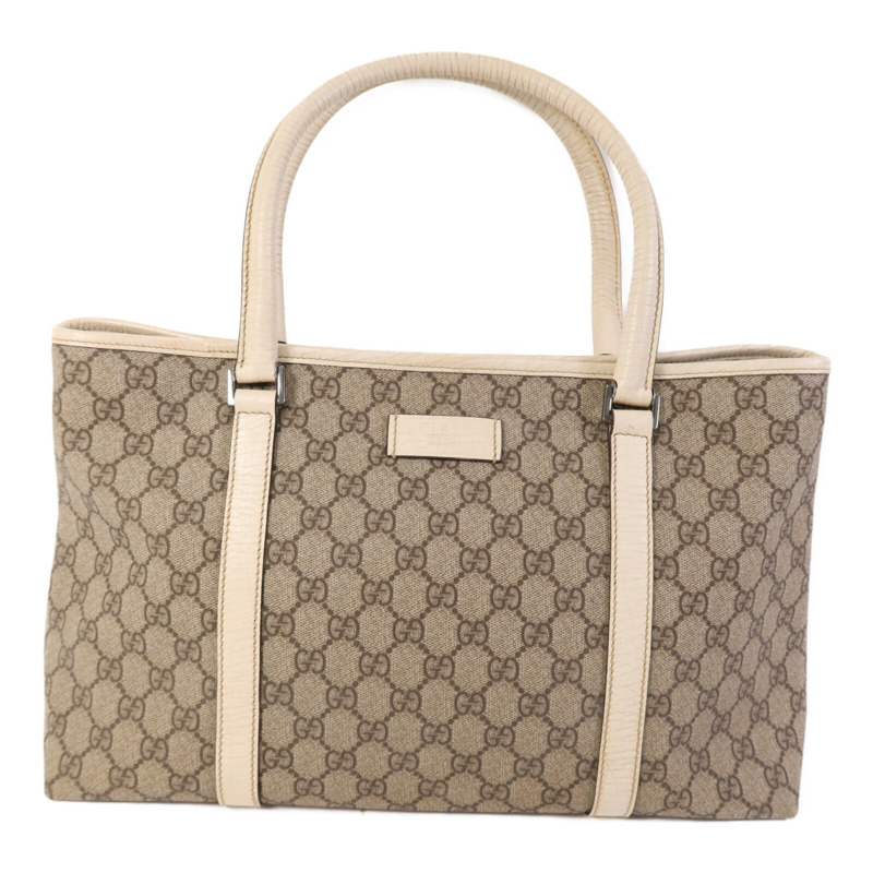 GUCCI 塗層帆布Tote Bag銀扣手挽袋-0