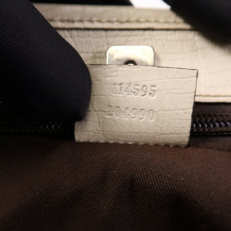 GUCCI 塗層帆布Tote Bag銀扣手挽袋-6