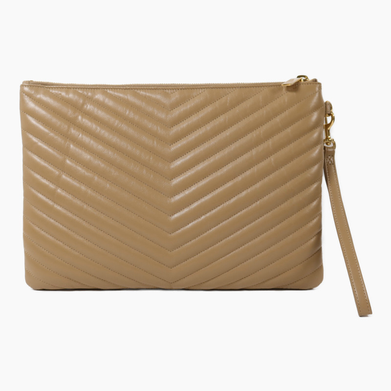 YVES SAINT LAURENT 牛皮皮革Pouch金扣手拿包-1