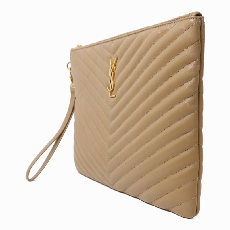 YVES SAINT LAURENT 牛皮皮革Pouch金扣手拿包-2