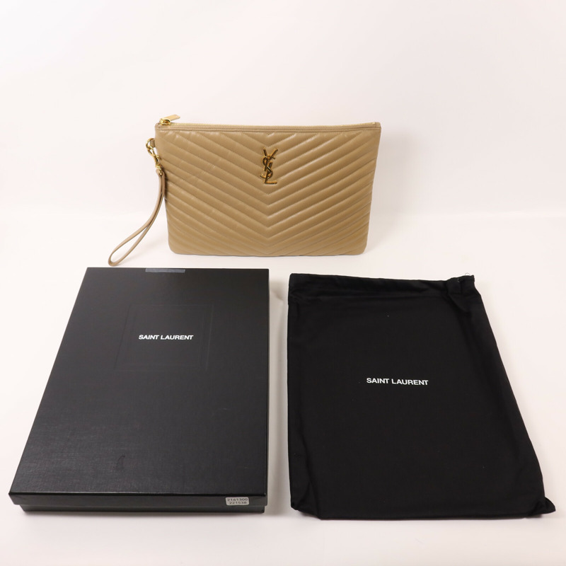 YVES SAINT LAURENT 牛皮皮革Pouch金扣手拿包-8