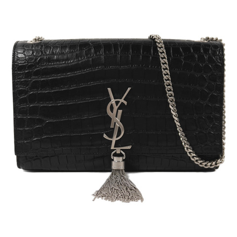 YVES SAINT LAURENT 牛皮皮革Kate Tassel銀扣鏈帶肩背袋