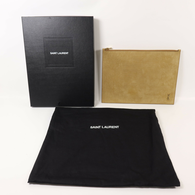YVES SAINT LAURENT 絨布Pouch金扣手拿包-9