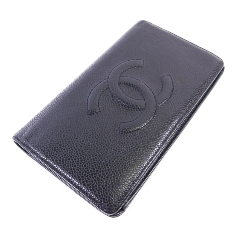 CHANEL 牛皮皮革Long Bifold Wallet銀扣長錢包-2