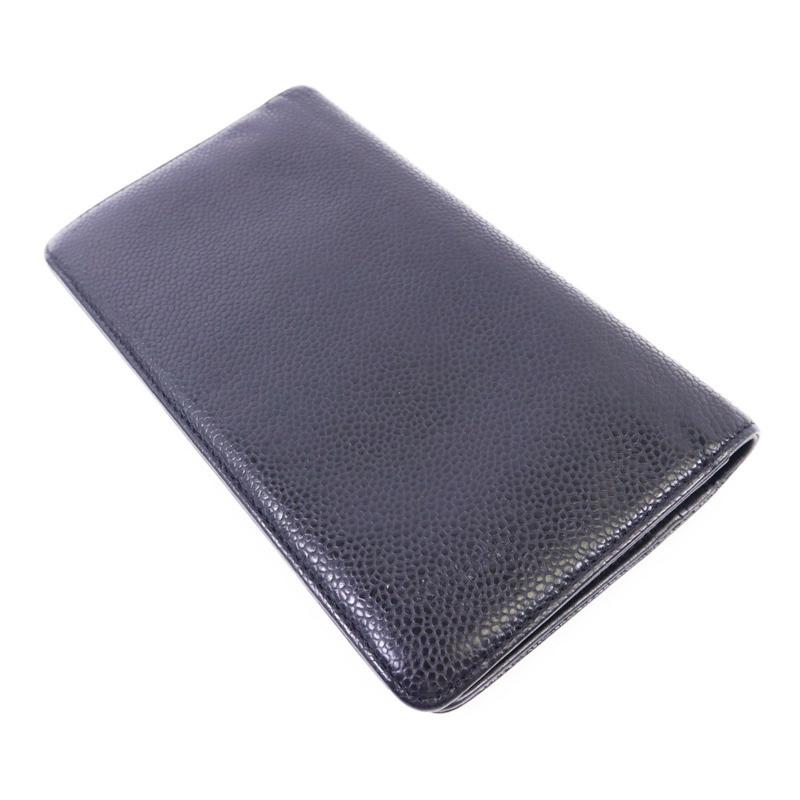 CHANEL 牛皮皮革Long Bifold Wallet銀扣長錢包-3