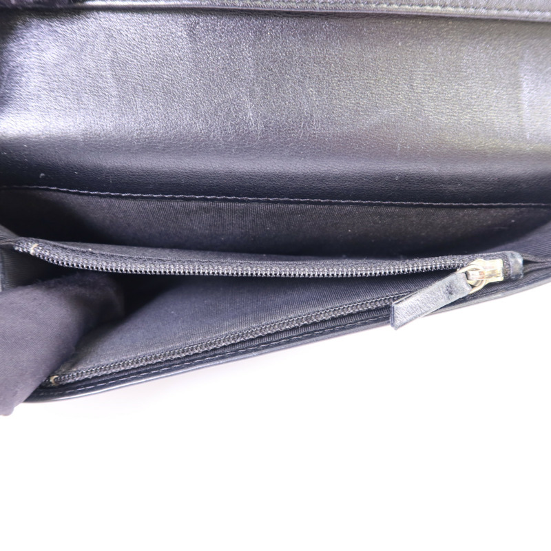 CHANEL 牛皮皮革Long Bifold Wallet銀扣長錢包-5