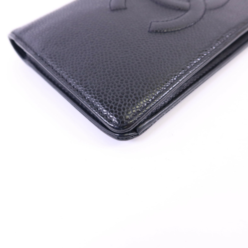 CHANEL 牛皮皮革Long Bifold Wallet銀扣長錢包-10