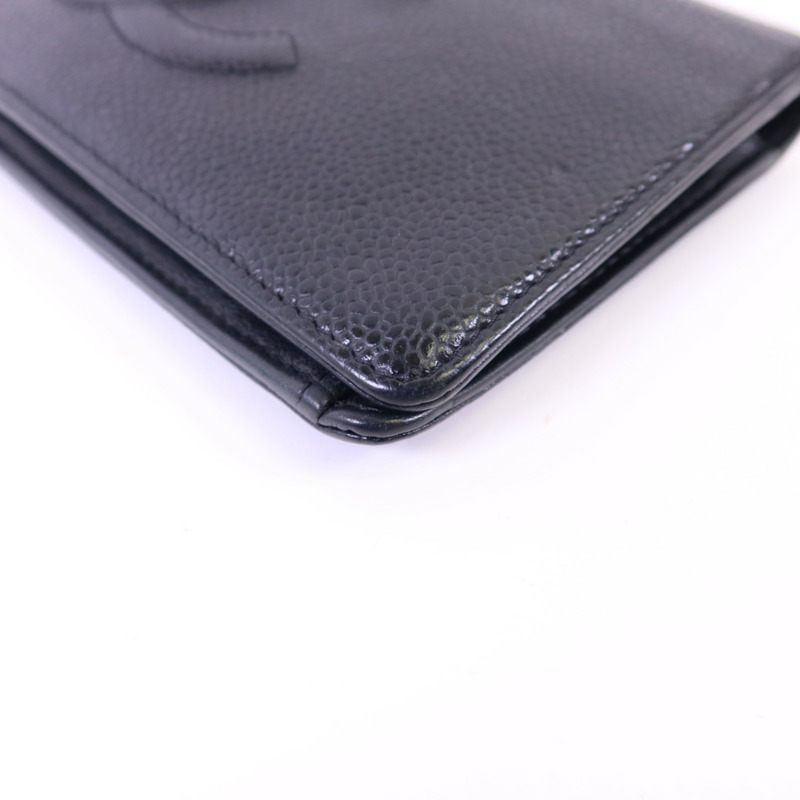 CHANEL 牛皮皮革Long Bifold Wallet銀扣長錢包-11