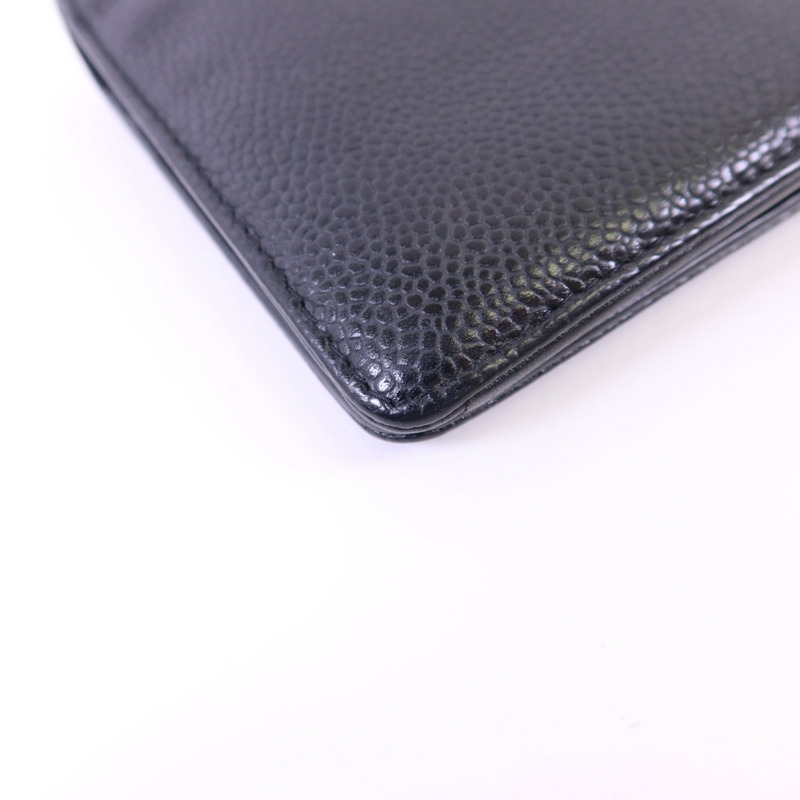 CHANEL 牛皮皮革Long Bifold Wallet銀扣長錢包-13