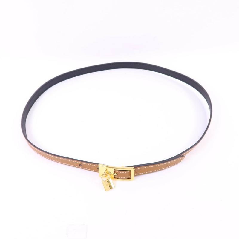 HERMES Epsom皮革/Swift皮革Lucky 15 Reversible金扣皮帶Gold/Noir-1