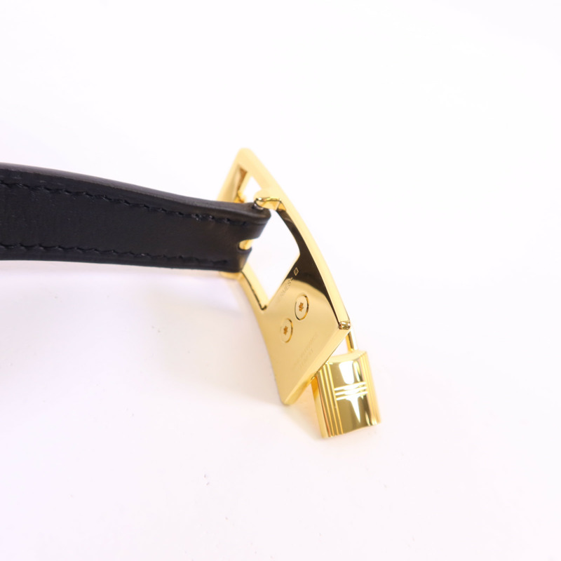 HERMES Epsom皮革/Swift皮革Lucky 15 Reversible金扣皮帶Gold/Noir-6