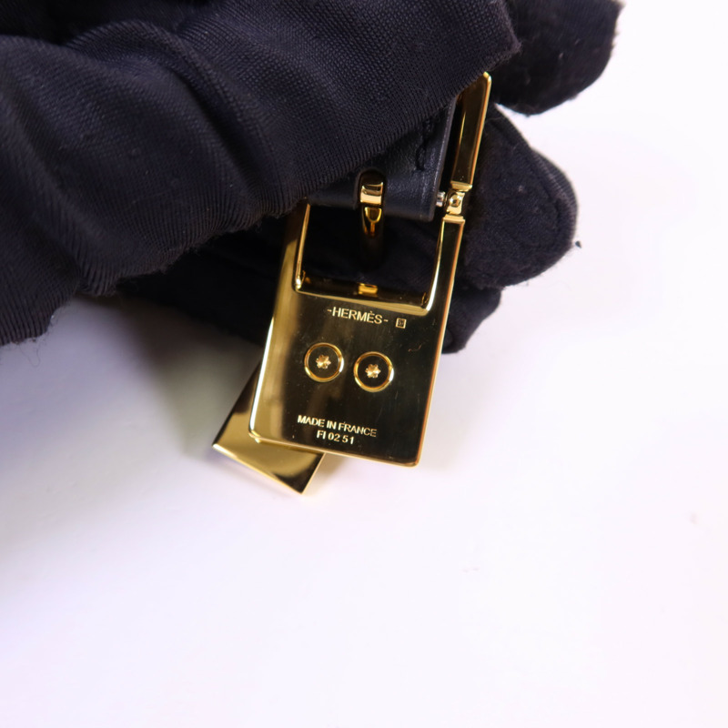 HERMES Epsom皮革/Swift皮革Lucky 15 Reversible金扣皮帶Gold/Noir-7