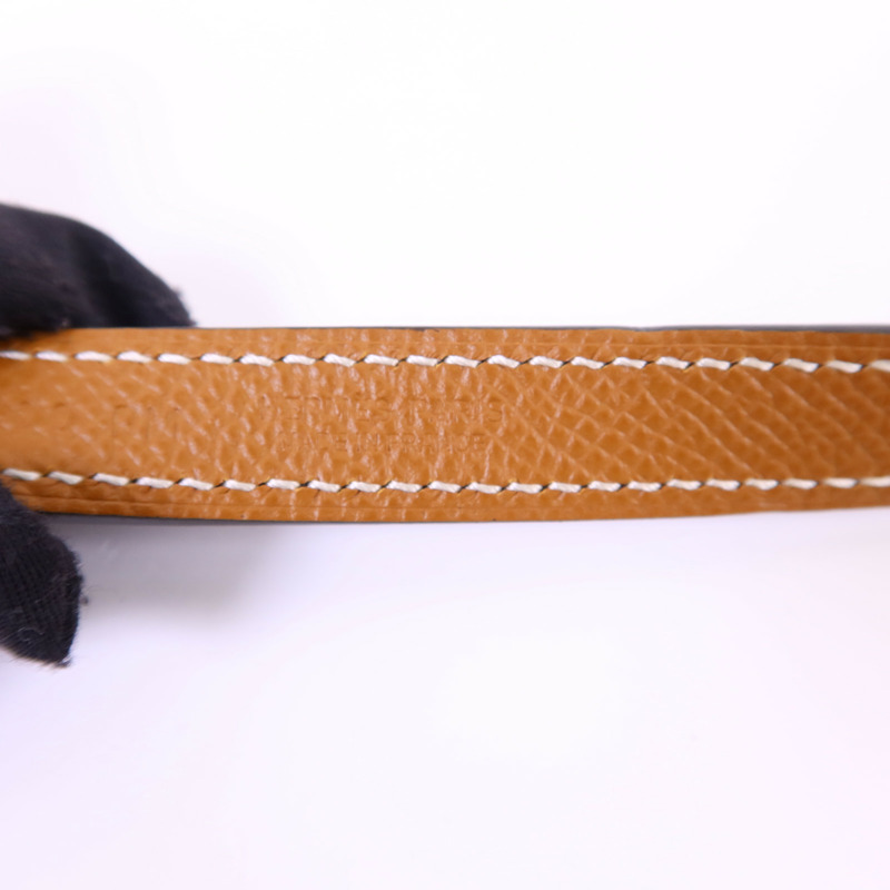 HERMES Epsom皮革/Swift皮革Lucky 15 Reversible金扣皮帶Gold/Noir-12