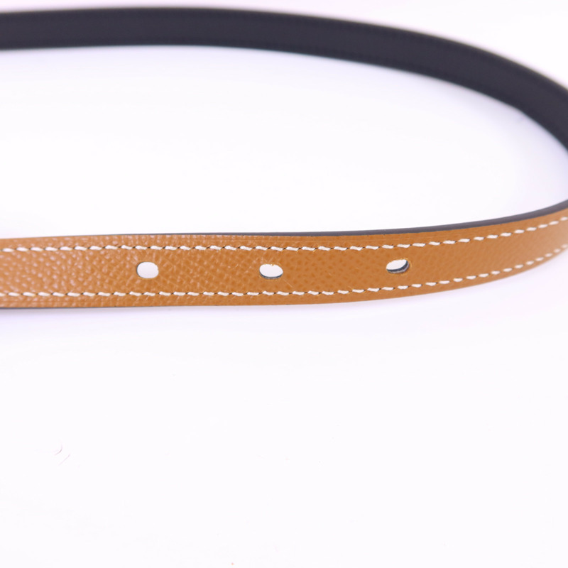 HERMES Epsom皮革/Swift皮革Lucky 15 Reversible金扣皮帶Gold/Noir-13