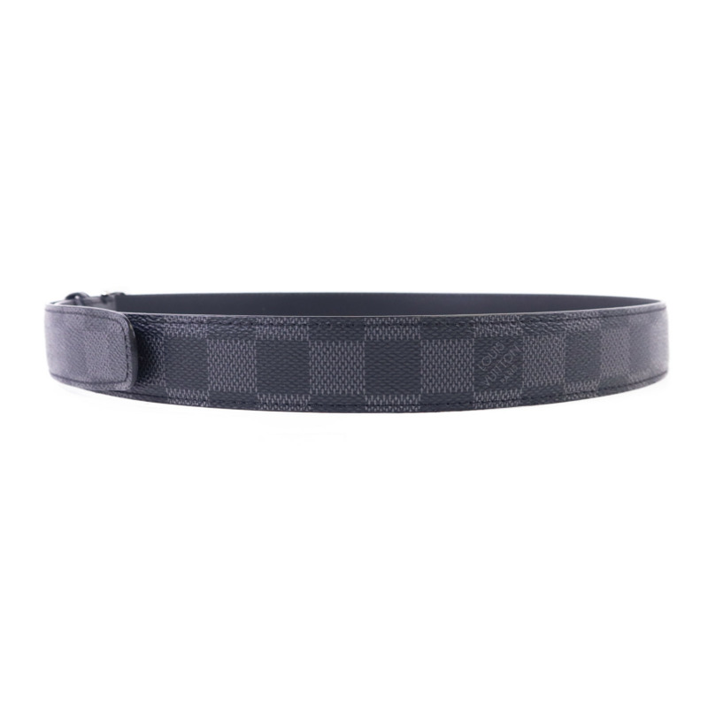 LOUIS VUITTON Damier Graphite Belt銀扣皮帶-1
