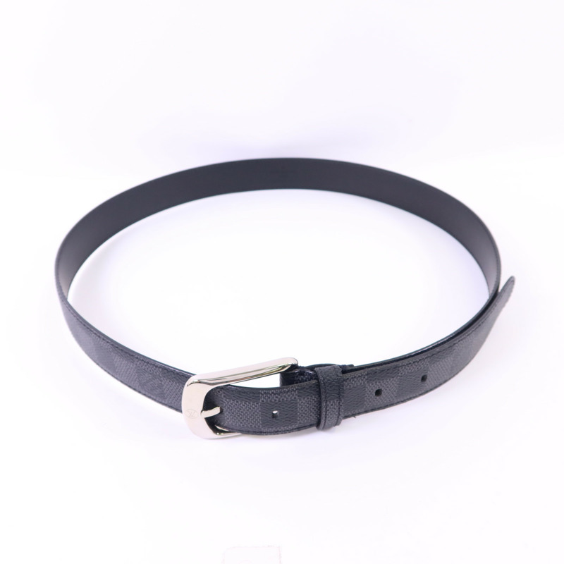 LOUIS VUITTON Damier Graphite Belt銀扣皮帶-2