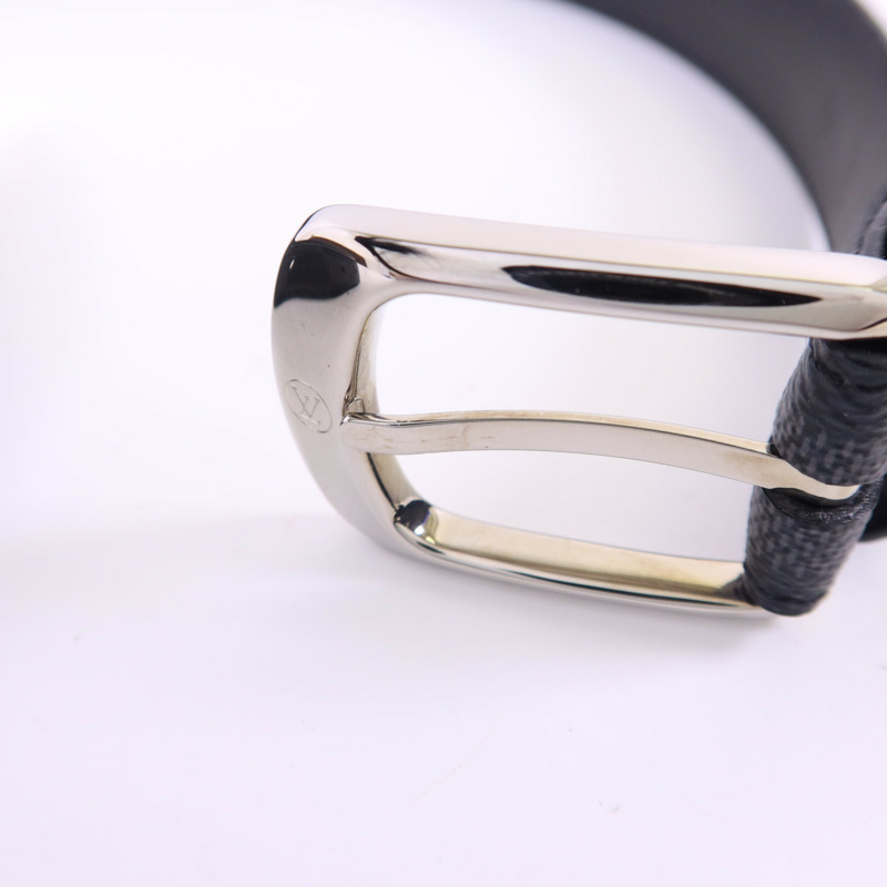LOUIS VUITTON Damier Graphite Belt銀扣皮帶-5