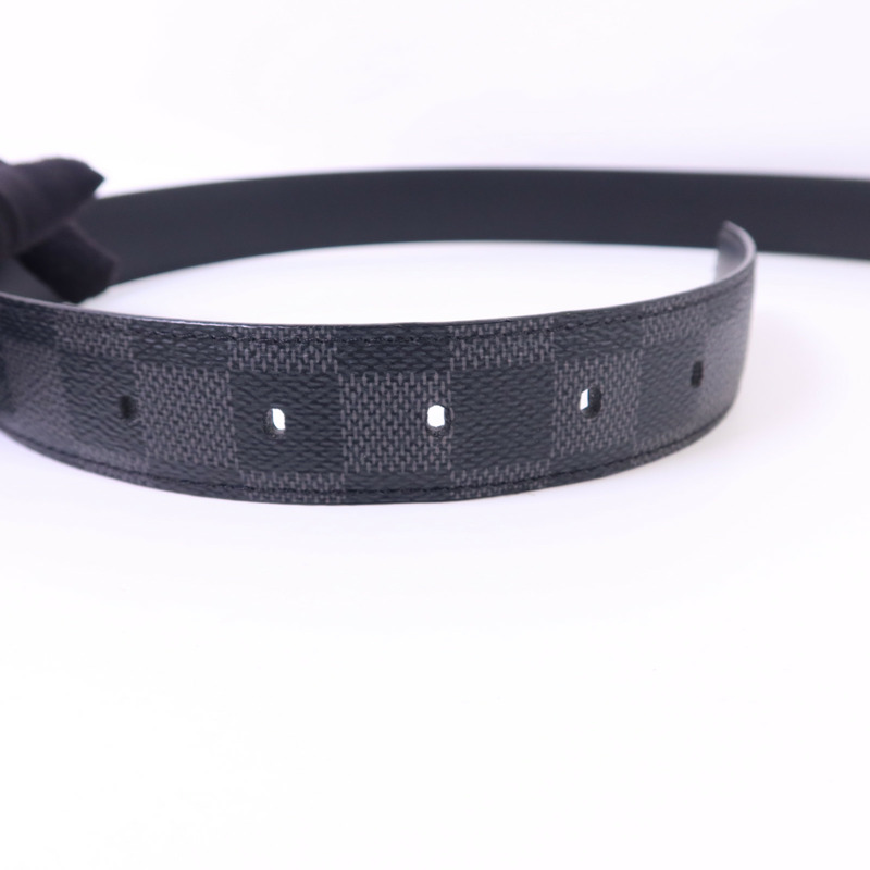 LOUIS VUITTON Damier Graphite Belt銀扣皮帶-7
