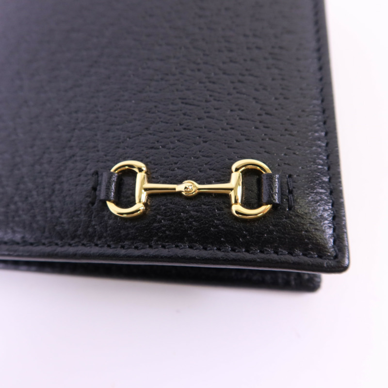 GUCCI 牛皮皮革Horsebit Bifold Wallet金扣錢包-8