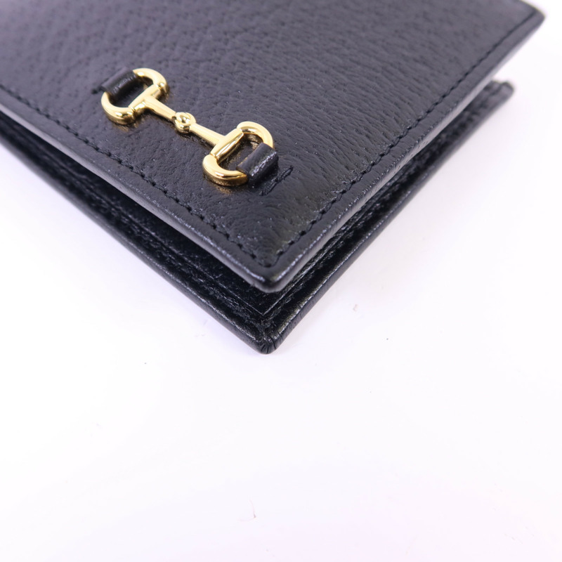 GUCCI 牛皮皮革Horsebit Bifold Wallet金扣錢包-9